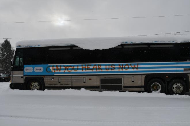 New York State Corrections buses in Cayuga County lit on fire and vandalized