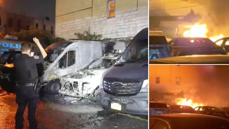 Solidarity with Los Angeles! Arson attack on multiple NYPD vehicles.